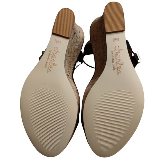 Charles David Women's Lindy Cork Wedge Black Strap Buckle Sandals Size 8.5 M - Picture 5 of 5